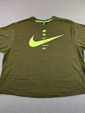 Nike Womens 3XL Oversized T Shirt Green Neon Swoosh Graphic Tee